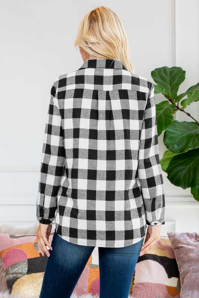 Sherpa Lined Plaid Flannel Top