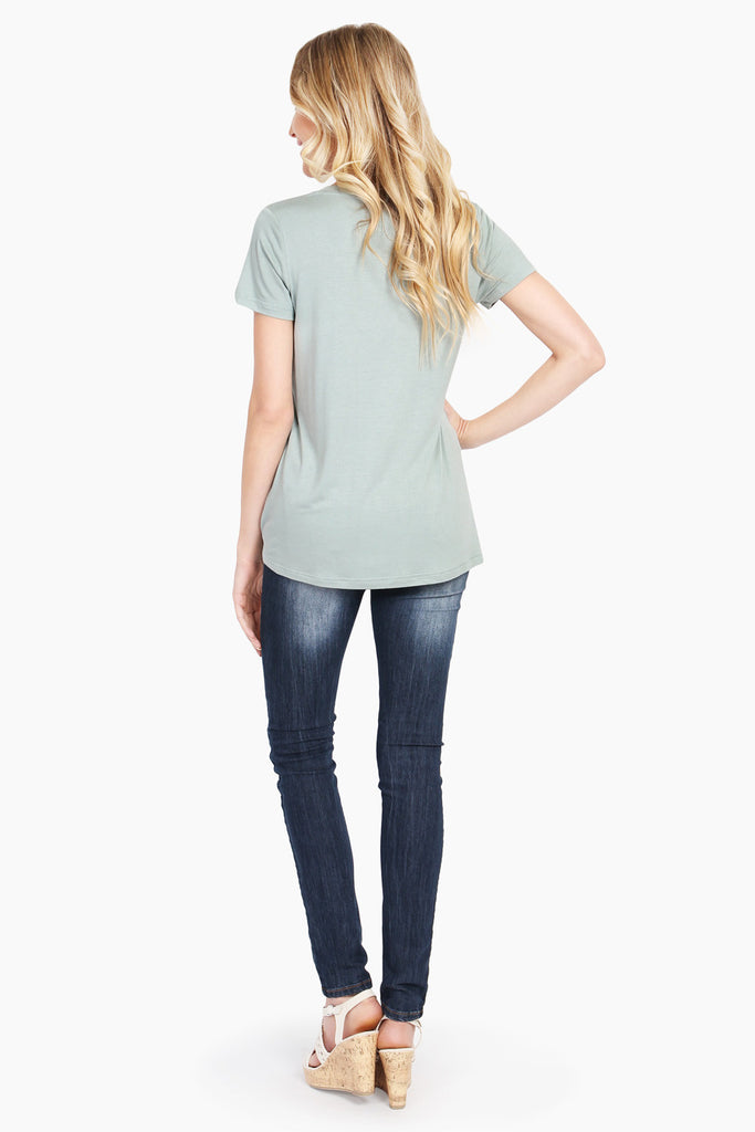 Relaxed Fit V-neck Jersey Pocket Tee