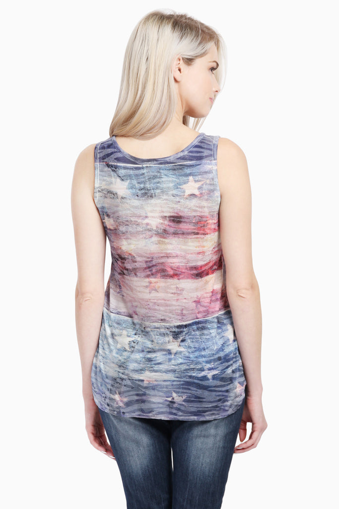 U.S. Flag Acid Wash Loose Tank Top
