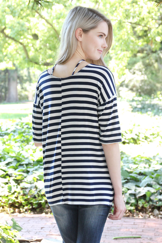 Striped Criss Cross Knot Tunic