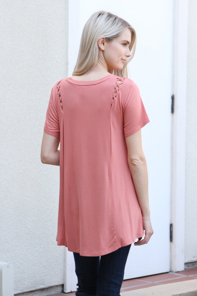 Short Sleeve Braid Detail Top