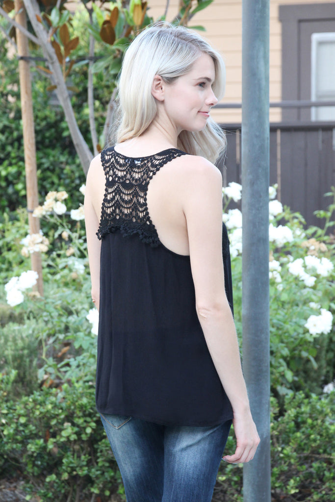 Sleeveless Crochet Strap Tassel Top