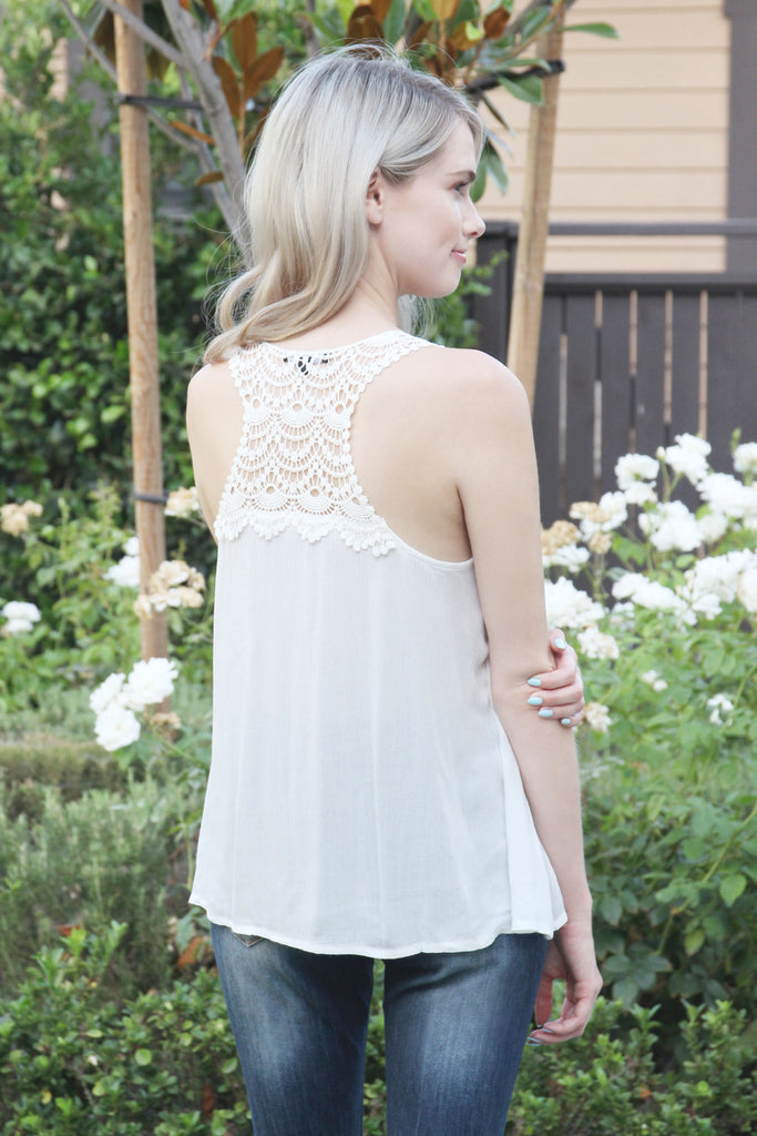 Sleeveless Crochet Strap Tassel Top