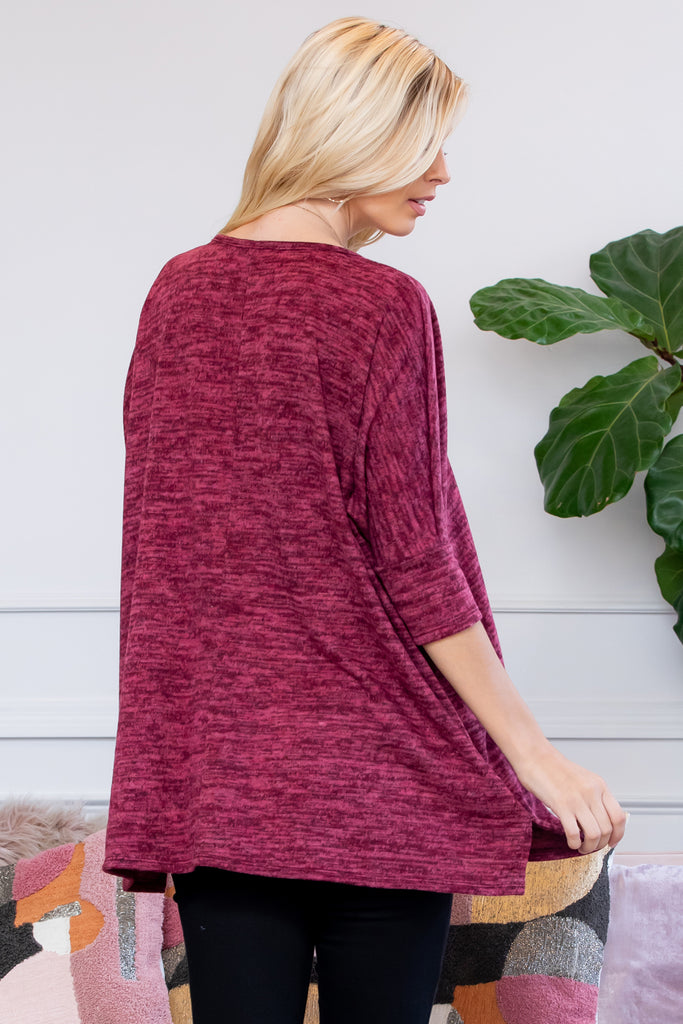 Oversized Two Tone Hacci Brush Pocket Tunic