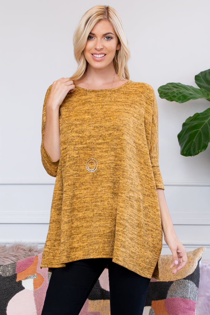 Oversized Two Tone Hacci Brush Pocket Tunic