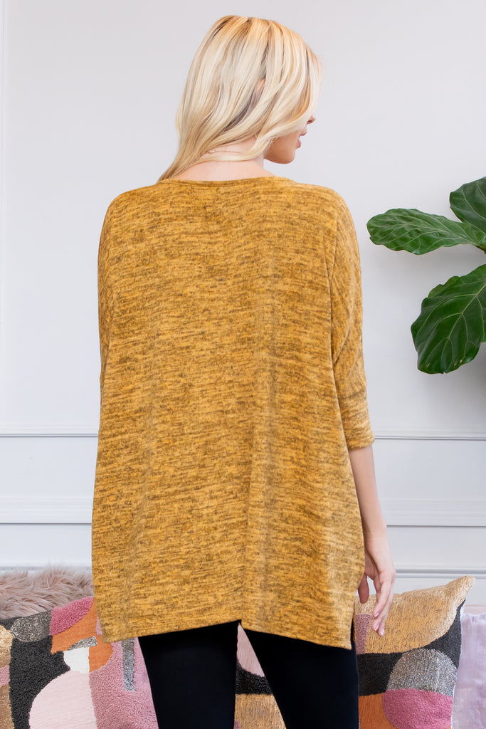 Oversized Two Tone Hacci Brush Pocket Tunic