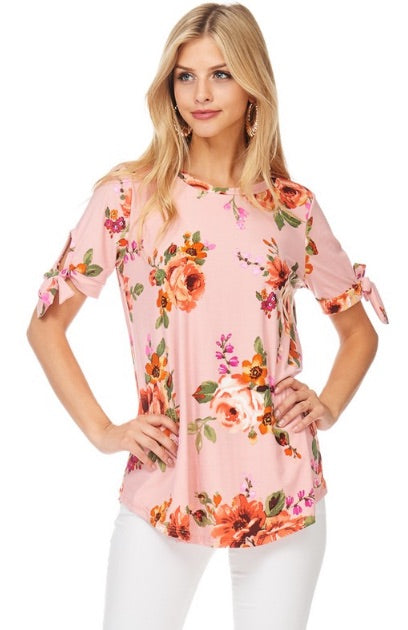 Floral Tie Sleeve Tunic