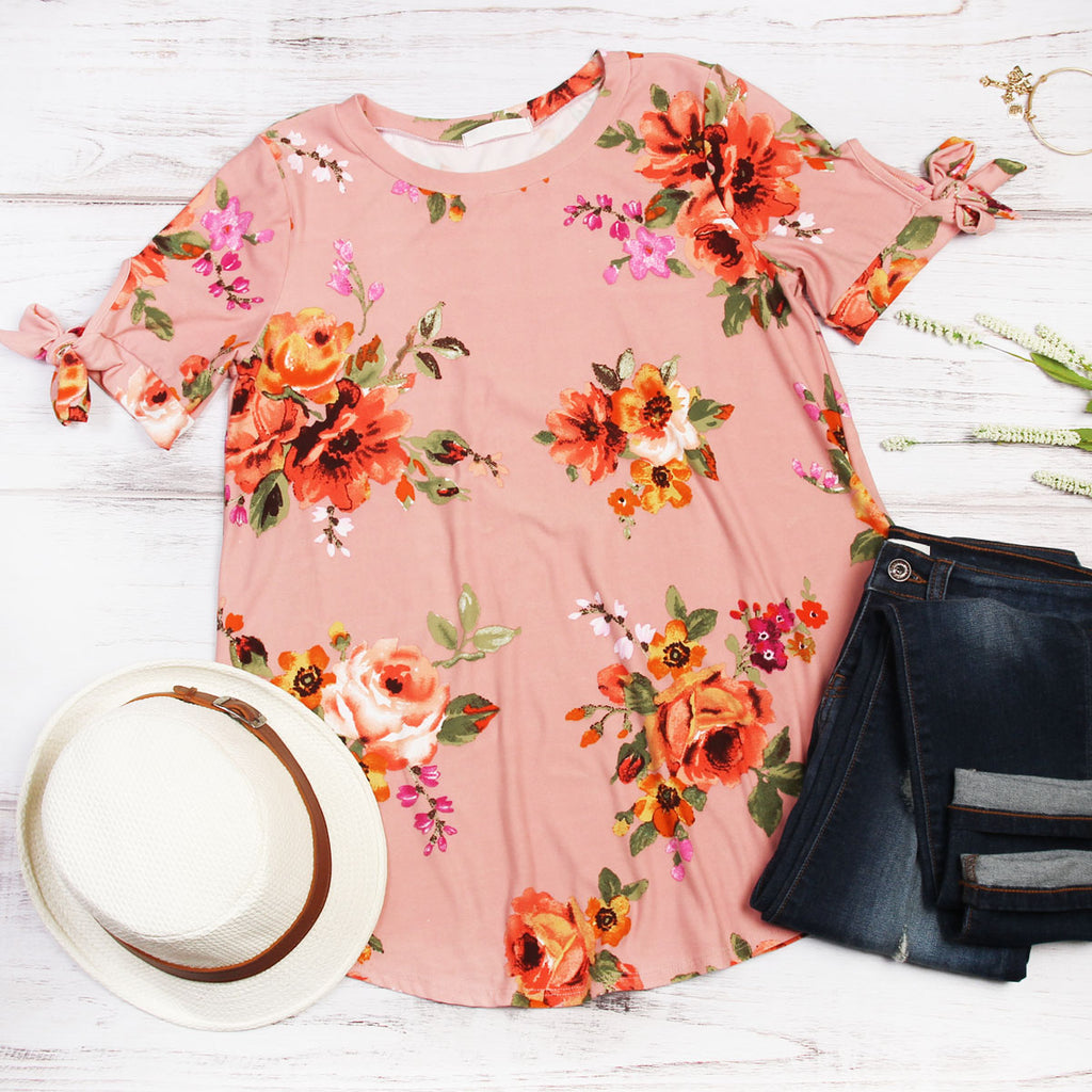 Floral Tie Sleeve Tunic