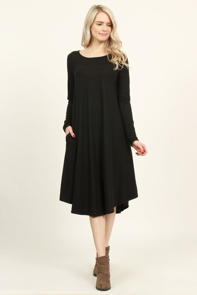Solid Brushed Midi Dress
