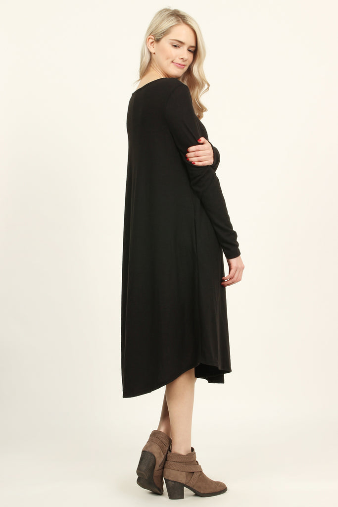 Solid Brushed Midi Dress