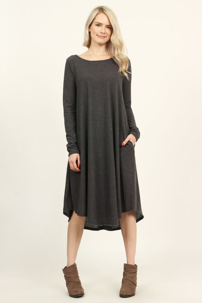 Solid Brushed Midi Dress