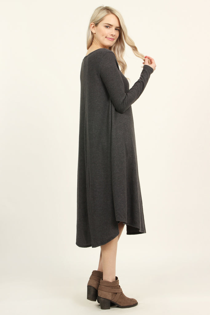 Solid Brushed Midi Dress