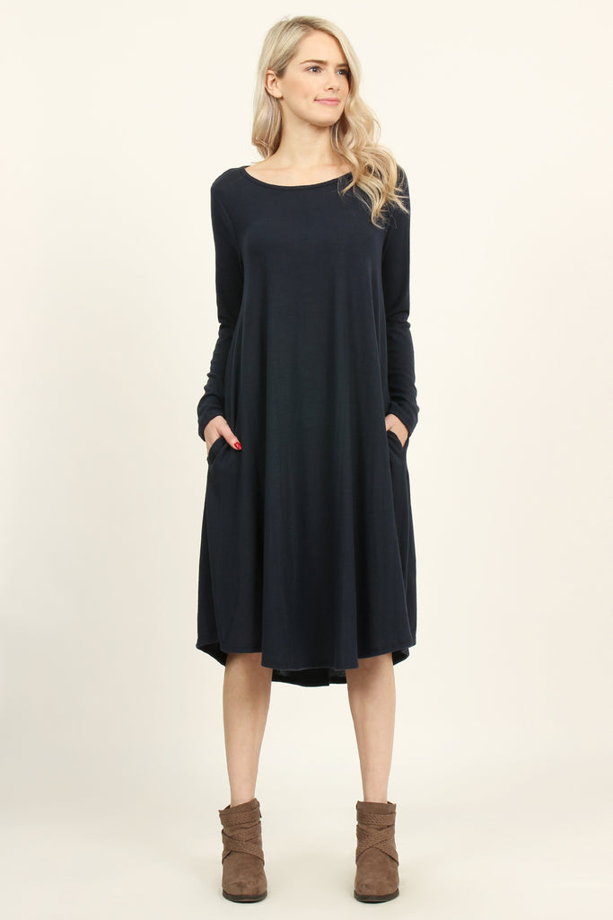 Solid Brushed Midi Dress