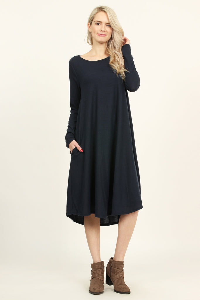 Solid Brushed Midi Dress