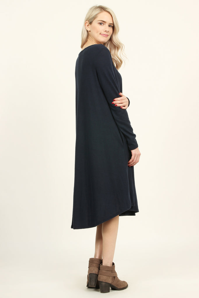 Solid Brushed Midi Dress