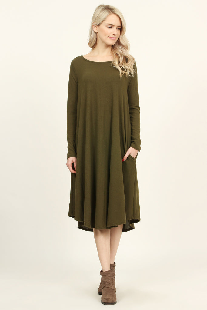Solid Brushed Midi Dress
