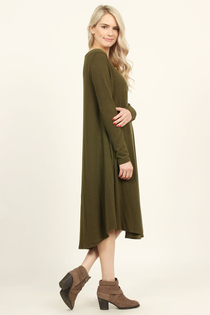 Solid Brushed Midi Dress