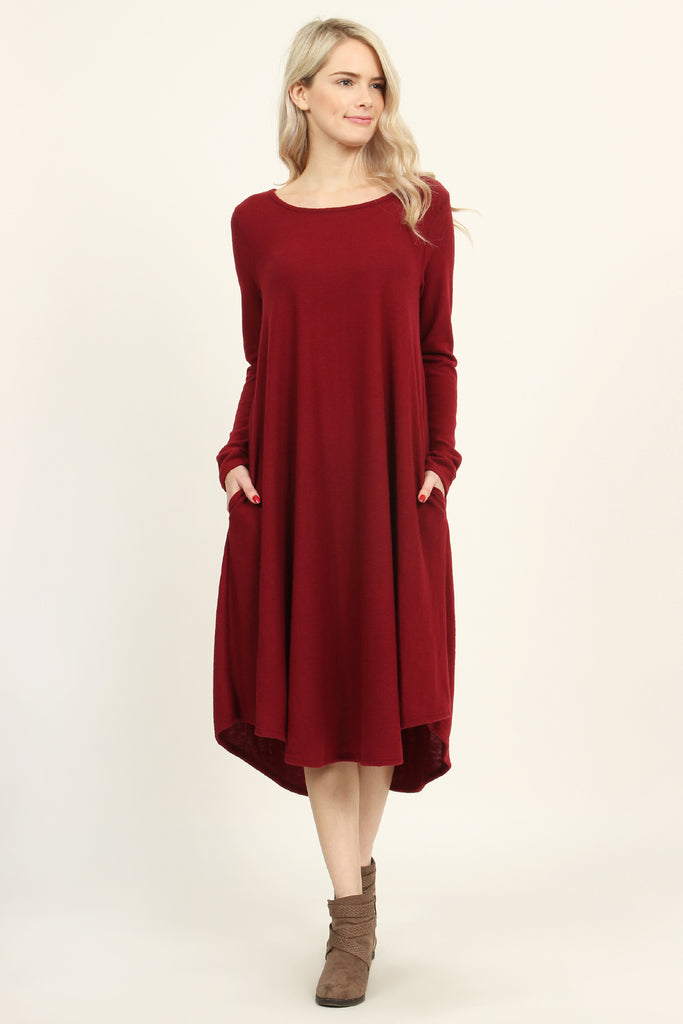 Solid Brushed Midi Dress