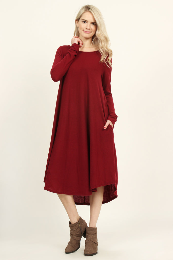 Solid Brushed Midi Dress