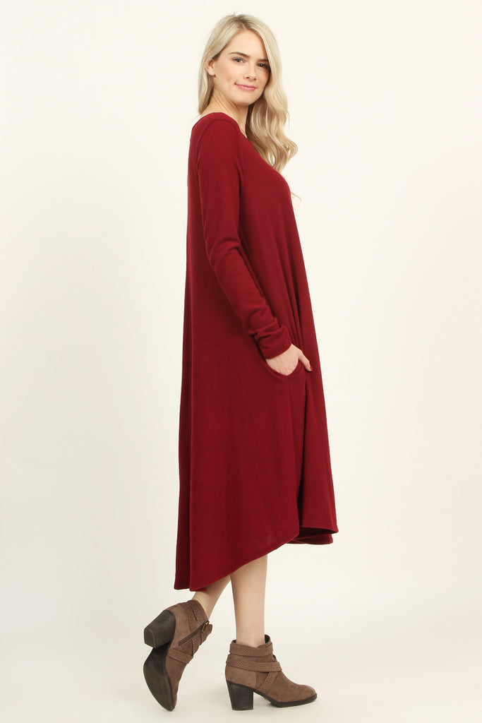 Solid Brushed Midi Dress