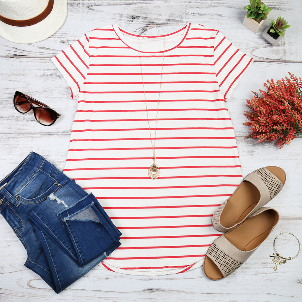 Striped Short Sleeve Top