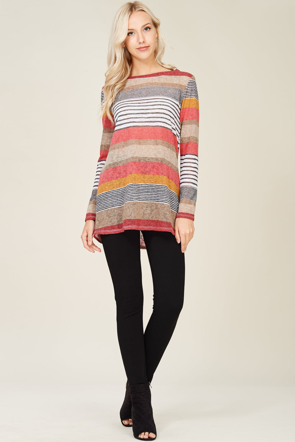 Multi Striped Light Knit Tunic – Riah Fashion
