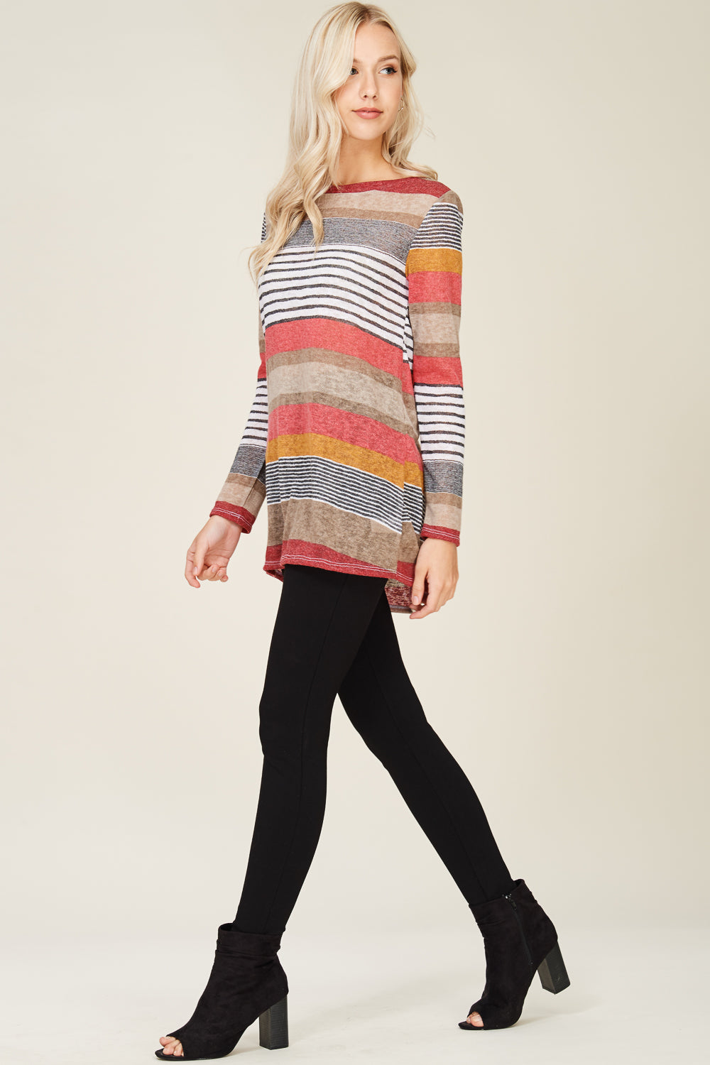 Multi Striped Light Knit Tunic – Riah Fashion