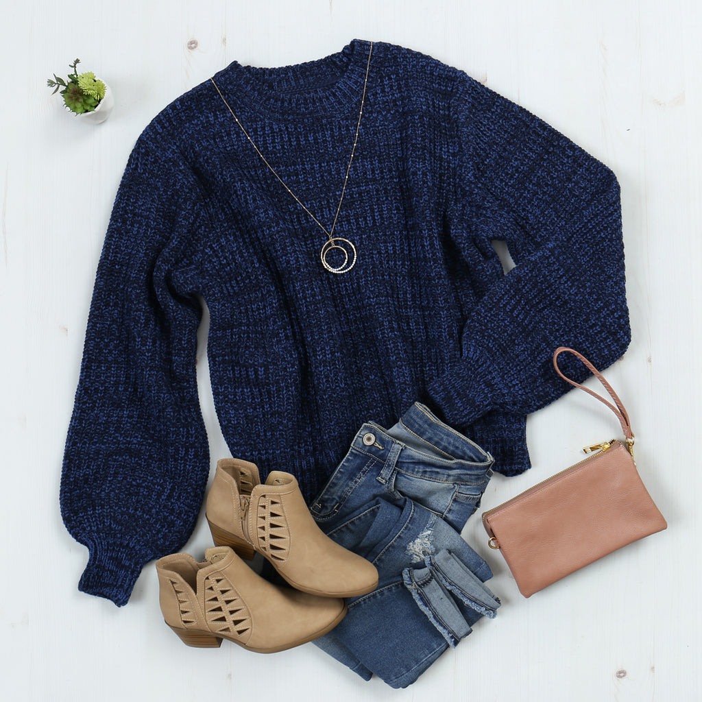 Melange Balloon Sleeve Sweater