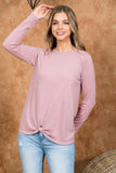 Punch Hole Detail Front Long Sleeve Top