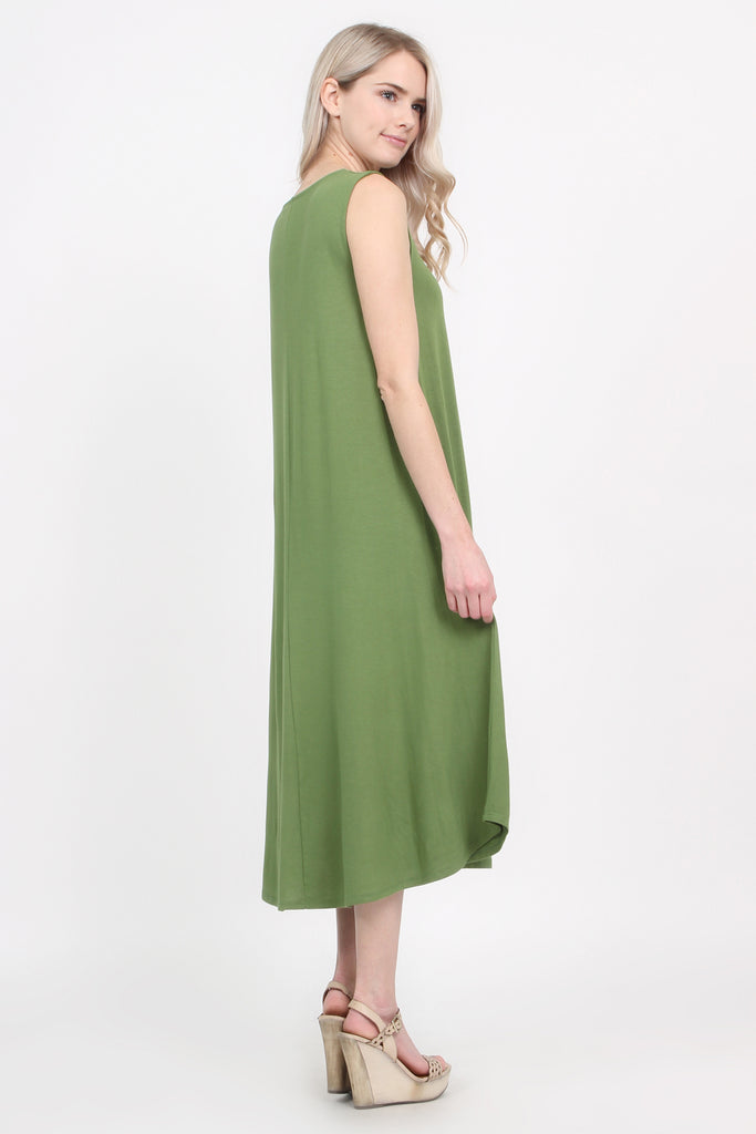 Sleeveless Pocket Midi Dress