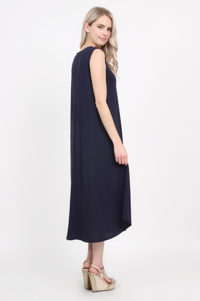 Sleeveless Pocket Midi Dress
