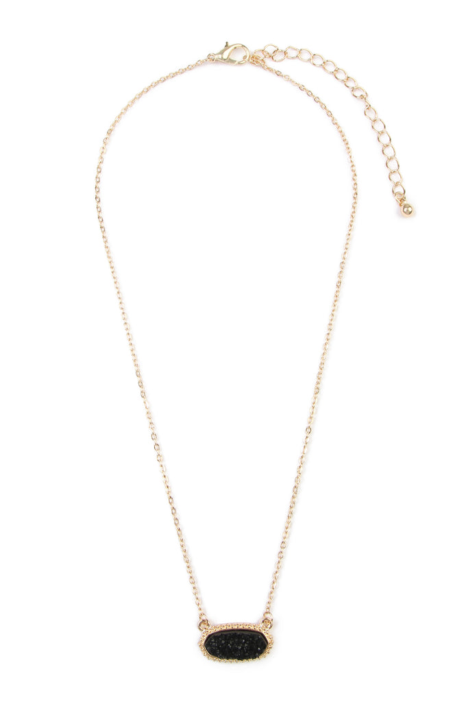 Druzy Stone Oval Stone Pendant  Necklace