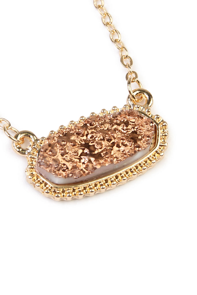 Druzy Stone Oval Stone Pendant  Necklace