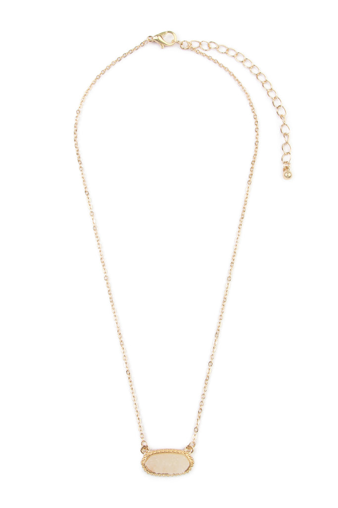 Druzy Stone Oval Stone Pendant  Necklace