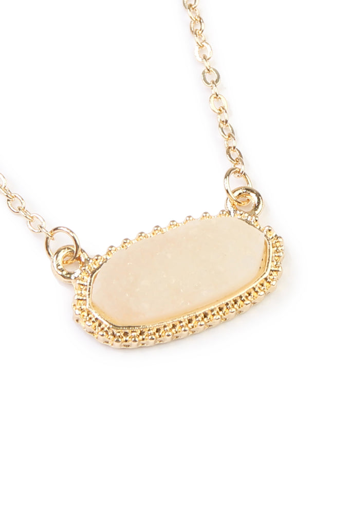 Druzy Stone Oval Stone Pendant  Necklace