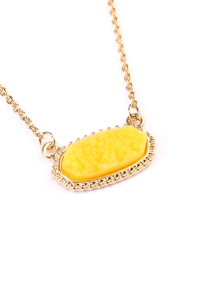 Druzy Stone Oval Stone Pendant  Necklace
