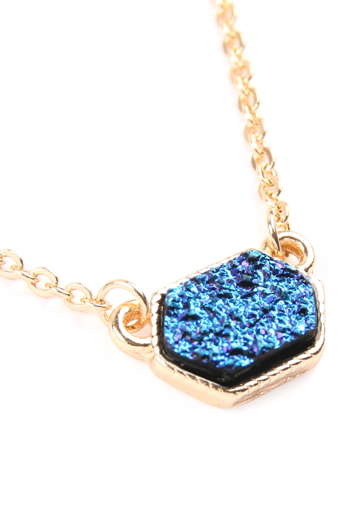 Druzy Hexagon  Necklaces with stud Earrings