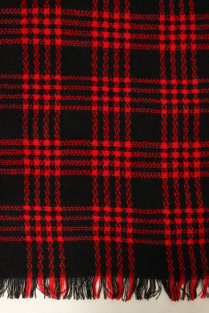 Plaid Fringe Hem Poncho