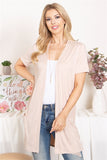 Short Sleeve Open Front Solid Cardigan 1