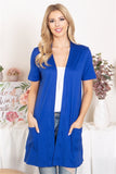 Short Sleeve Open Front Solid Cardigan 2
