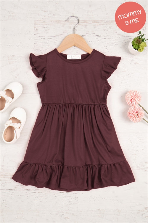 Kids Ruffle Sleeved Empire Waist Shirring Dress