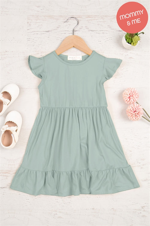 Kids Ruffle Sleeved Empire Waist Shirring Dress