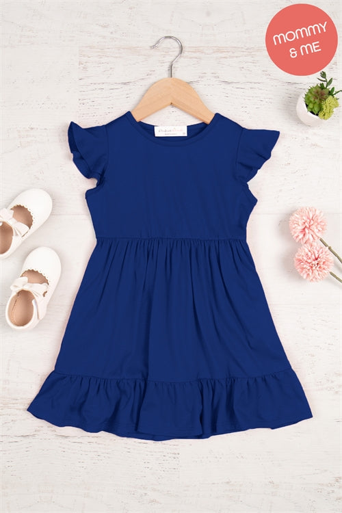 Kids Ruffle Sleeved Empire Waist Shirring Dress