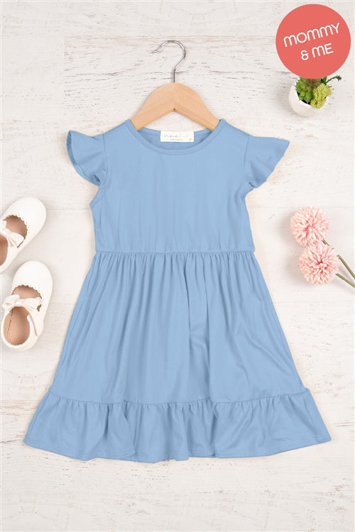 Kids Ruffle Sleeved Empire Waist Shirring Dress