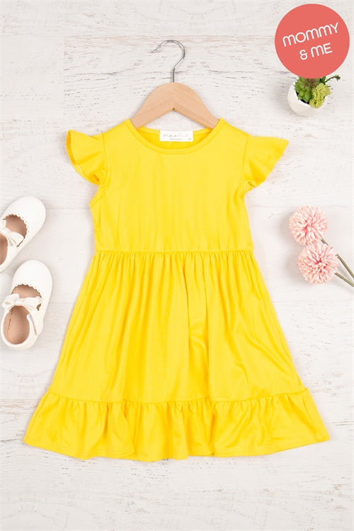 Kids Ruffle Sleeved Empire Waist Shirring Dress