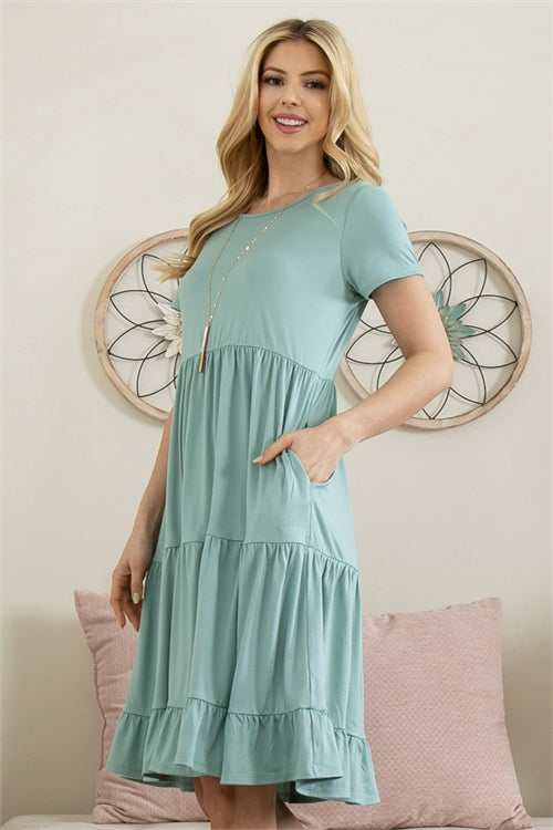 Short Sleeve Empire Waist CanCan Dress