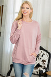 Solid French Terry Long Sleeve Top With Kangaroo Pocket 1