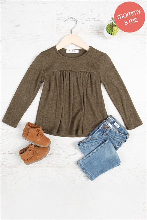 Kids Long Sleeve Shirring Detail Top