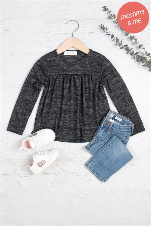 Kids Long Sleeve Shirring Detail Top