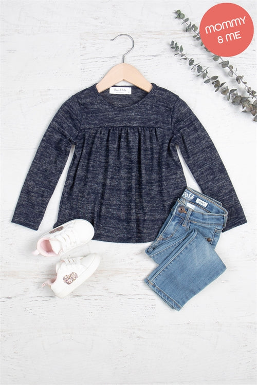 Kids Long Sleeve Shirring Detail Top